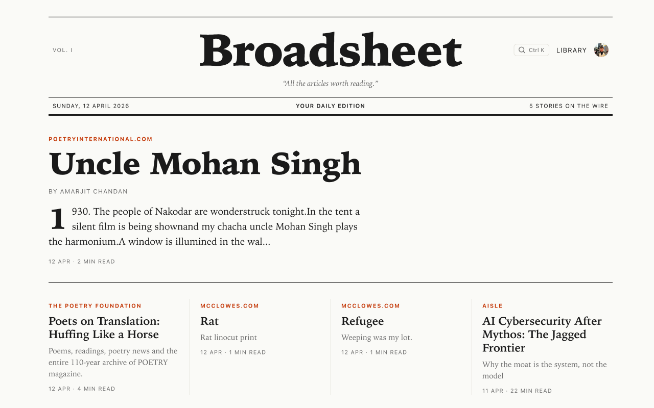 Broadsheet reading library (1 of 2)